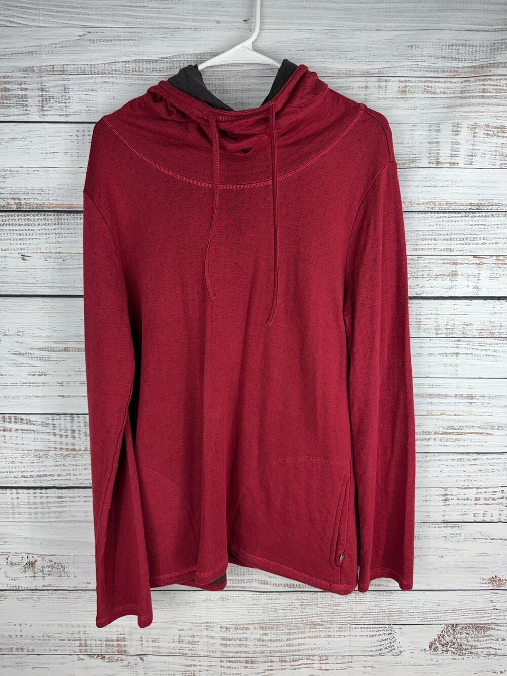 Toad & Co Profundo Pullover Sweatshirt Cowlneck Hooded Red Medium Organic Cotton